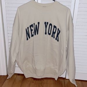John Galt Beige New York Oversized Hoodie